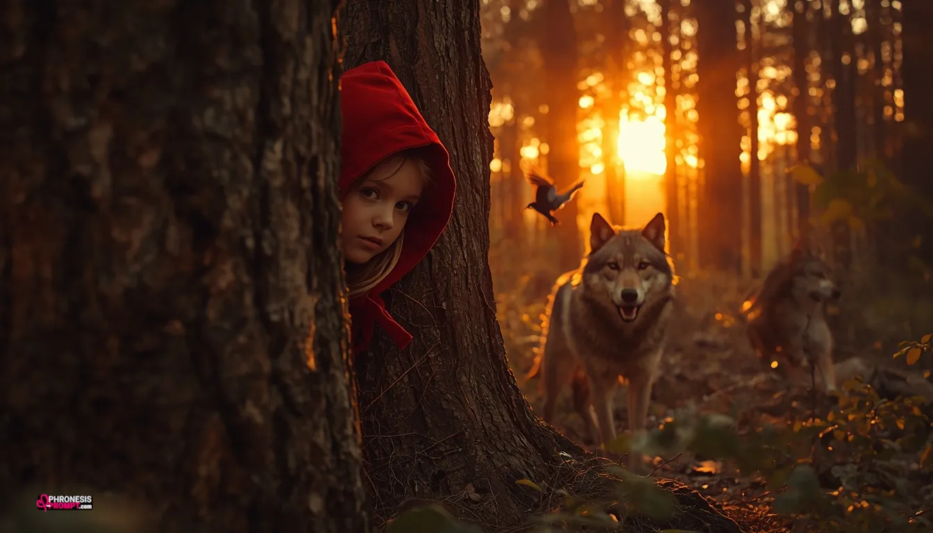 Caperucita y el lobo, imagen con prompt de phronesis-prompt